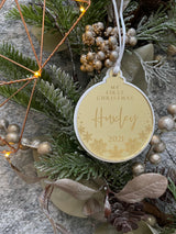 Mirror Christmas bauble ornament - your choice of text