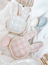 Personalised gingham freestanding Easter bunny keepsake