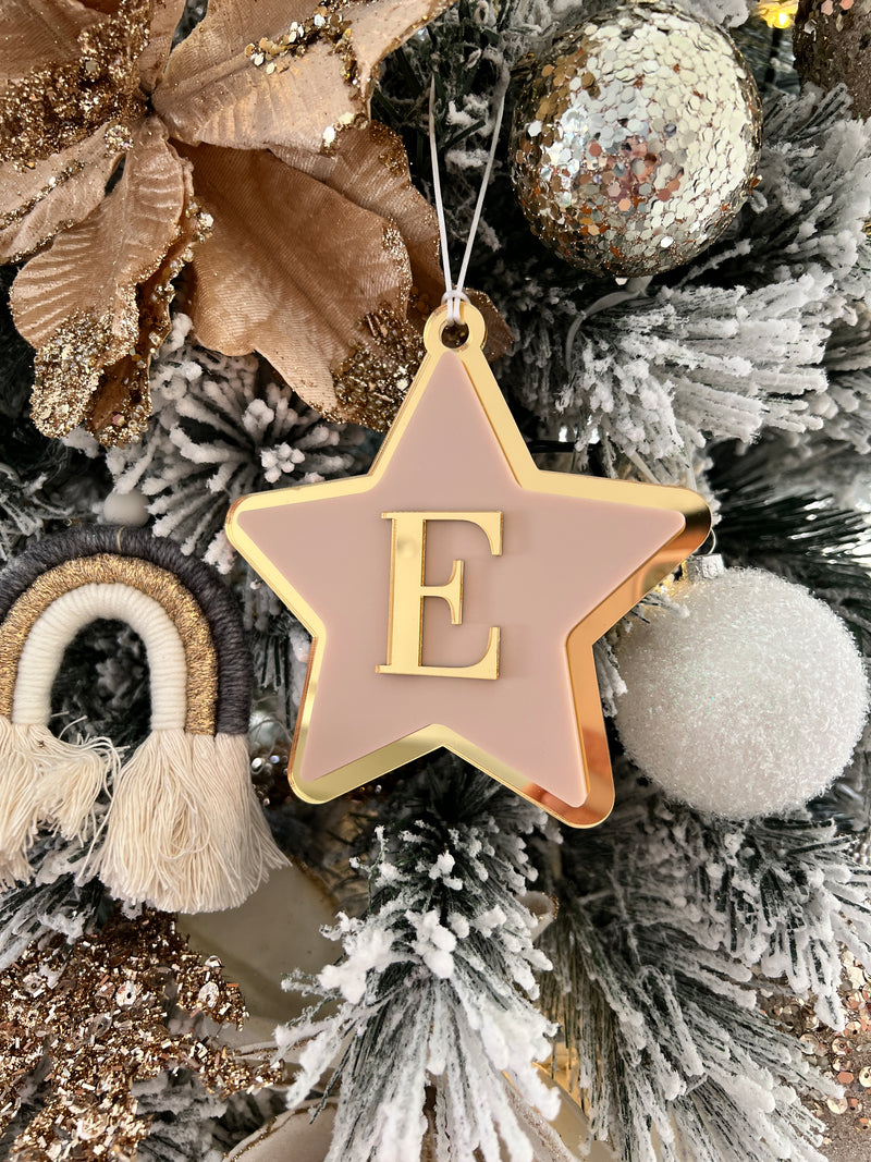 Star bauble ornament with initial