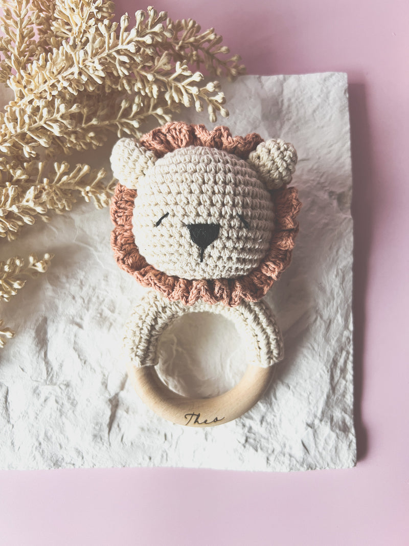 Crochet baby rattle - Lion – The Finer Detail by Kim