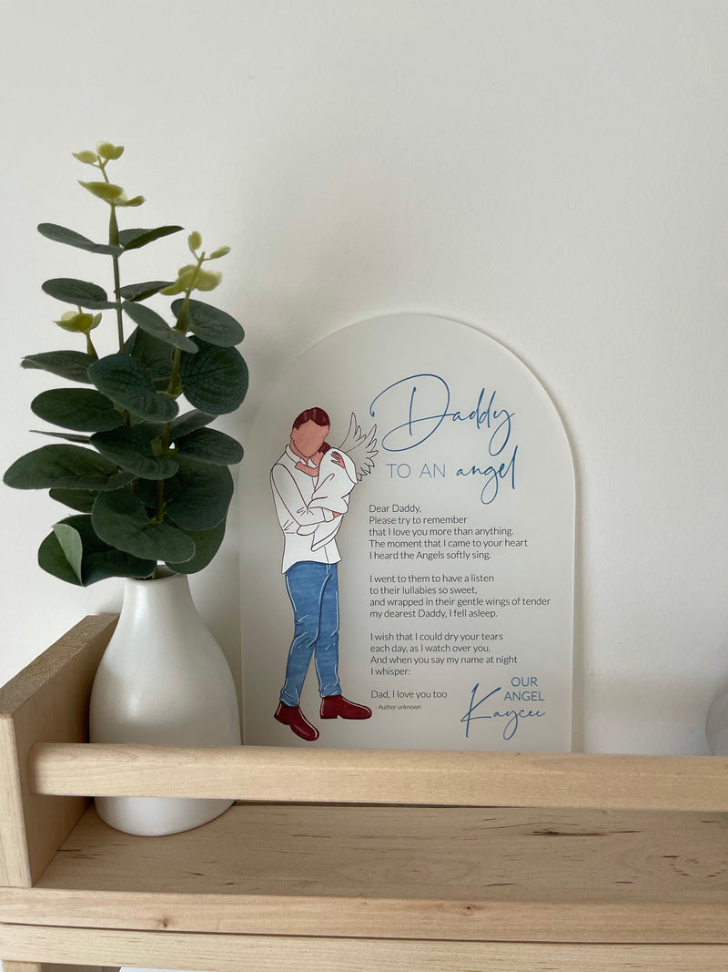 Daddy to an Angel plaque with timber base