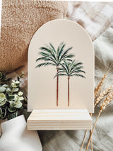 Arch plaque with printed palm trees