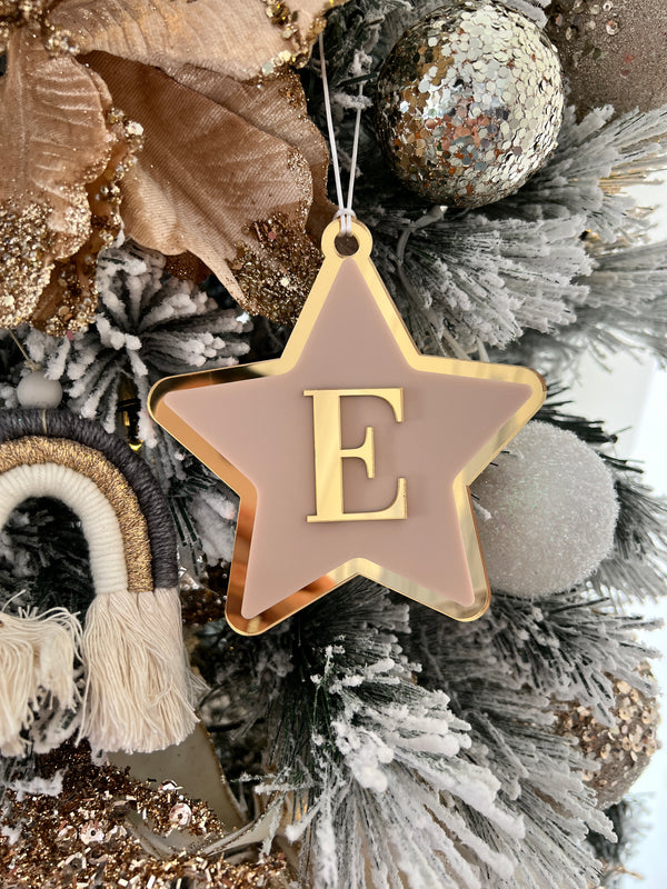 Star bauble ornament with initial