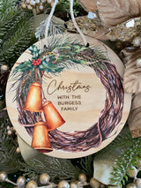 Round Christmas printed plaque - design your own, your choice of wording