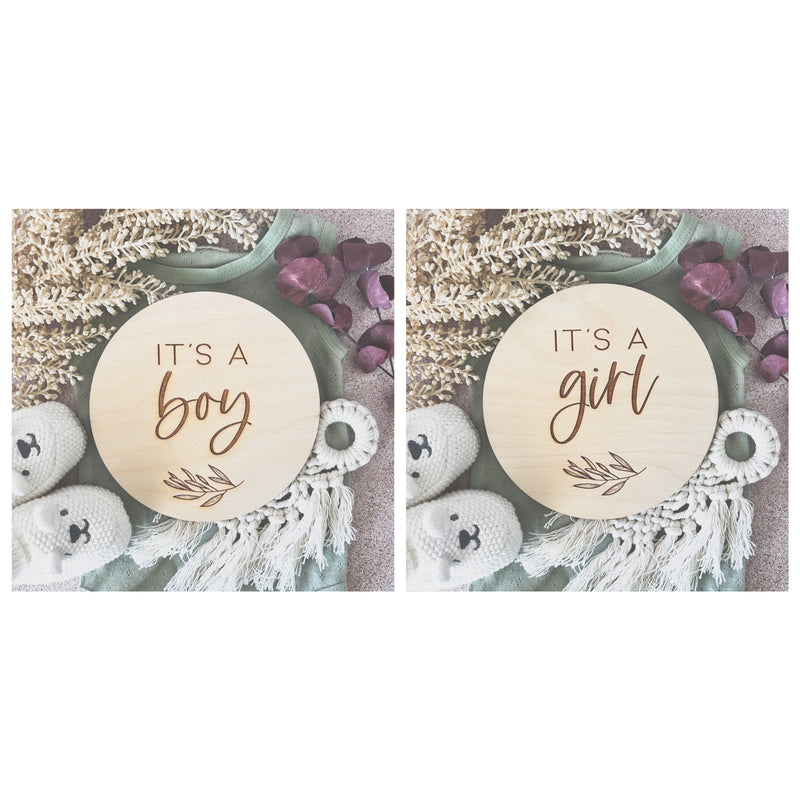 Double sided “it’s a boy / it’s a girl” baby announcement plaque