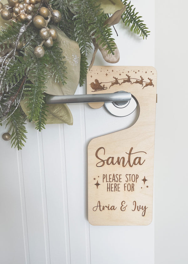 Santa please stop here doorknob sign