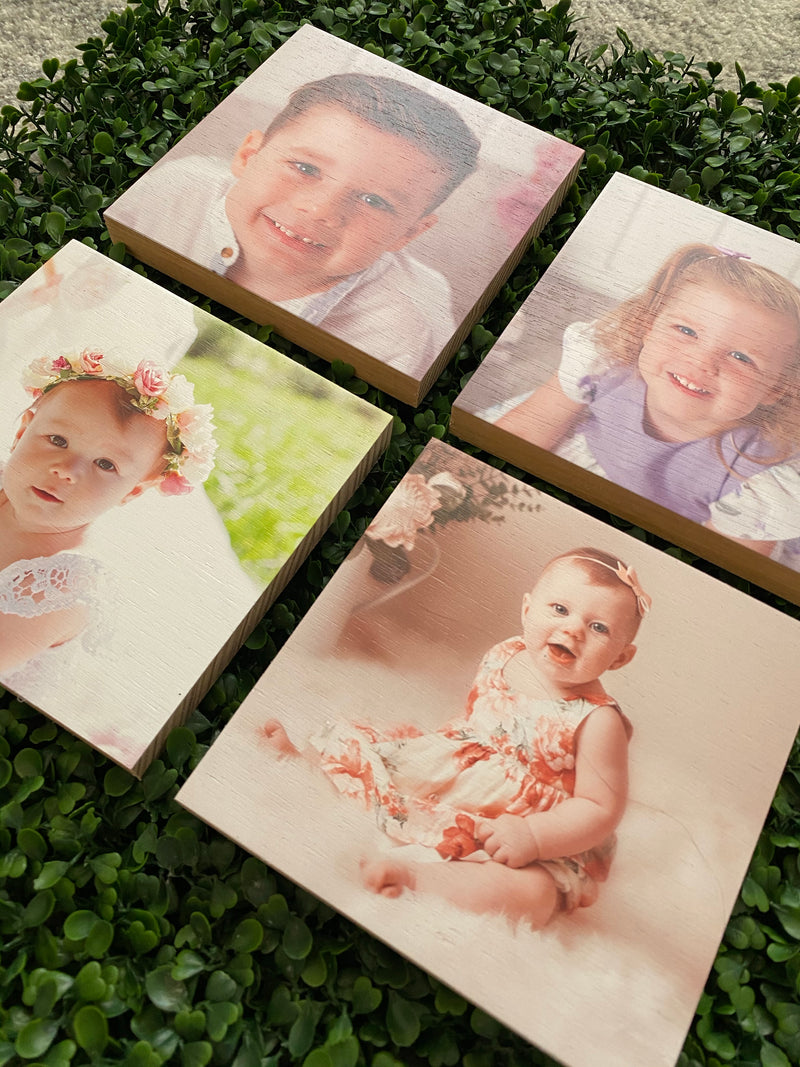 Double-sided timber photo block 15cm