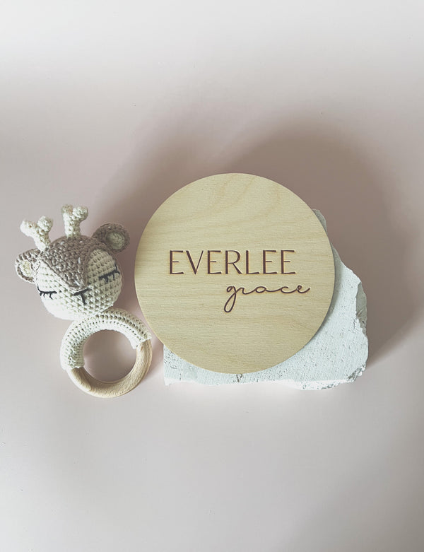 Engraved first and middle name birth announcement plaque - choose your fonts