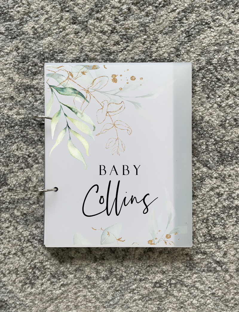 Baby book with personalised section dividers