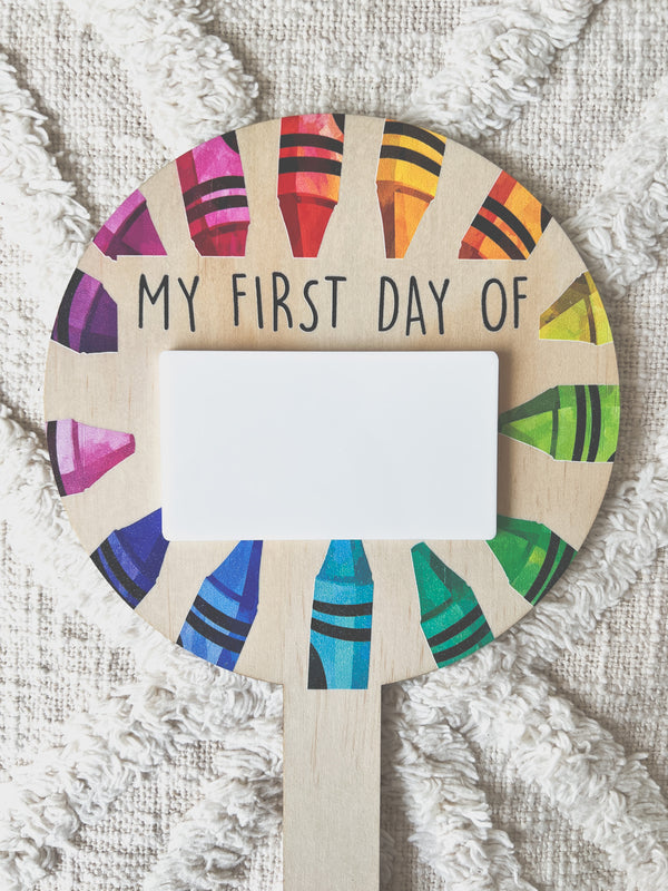 My first day of school photo prop paddle - Crayons