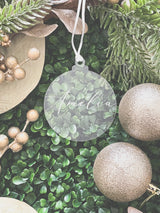 Clear or wooden single name Christmas bauble ornament
