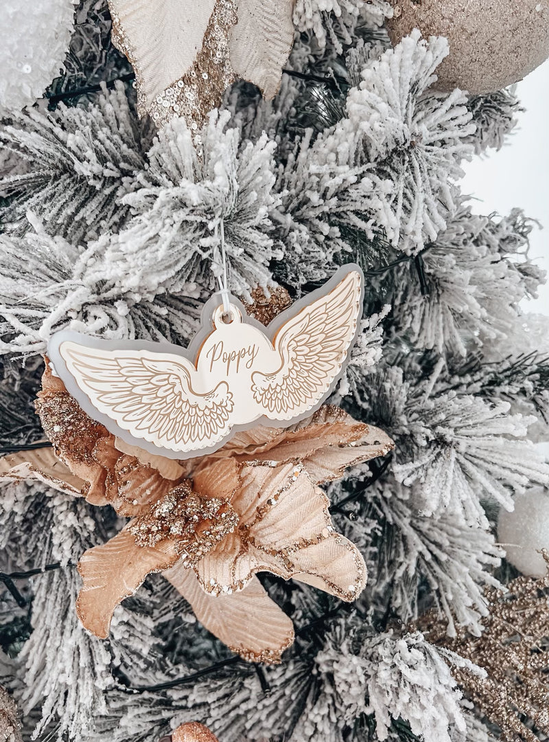 Mirror acrylic angel wings / memorial Christmas ornament