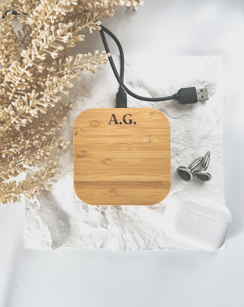 Wireless phone charger - initials