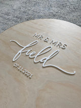 Wedding “guest book” round timber sign